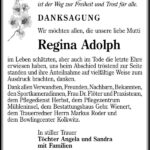 Danksagung Regina Adolph