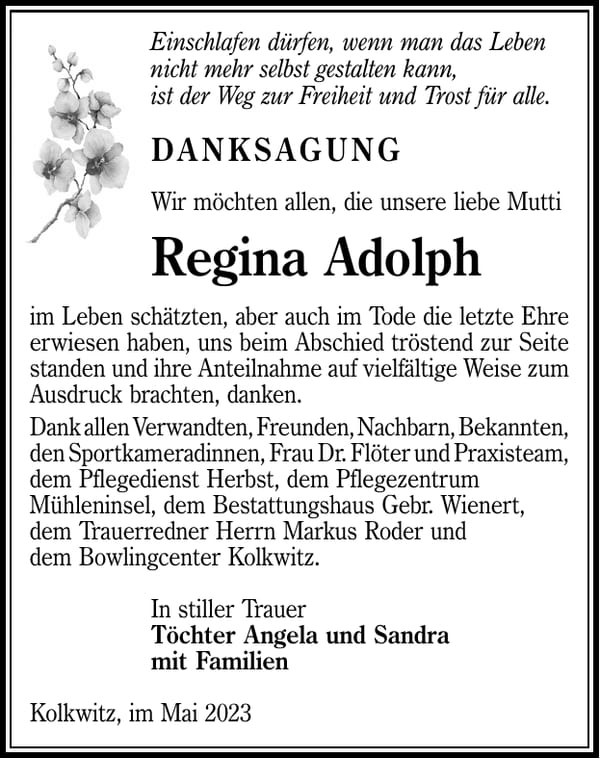 Danksagung Regina Adolph