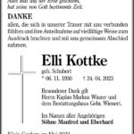 Danksagung Elli Kottke, geb. Schubert