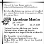 Traueranzeige Lieselotte Mattke, geb. Michels