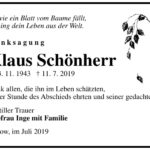 Traueranzeige Klaus Schönherr