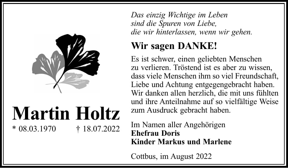 Danksagung Martin Holtz