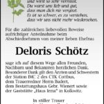Danksagung Deloris Schötz