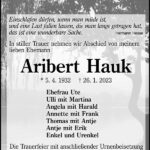 Traueranzeige Aribert Hauk