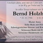 Traueranzeige Bernd Holzheimer