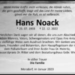 Danksagung Hans Noack
