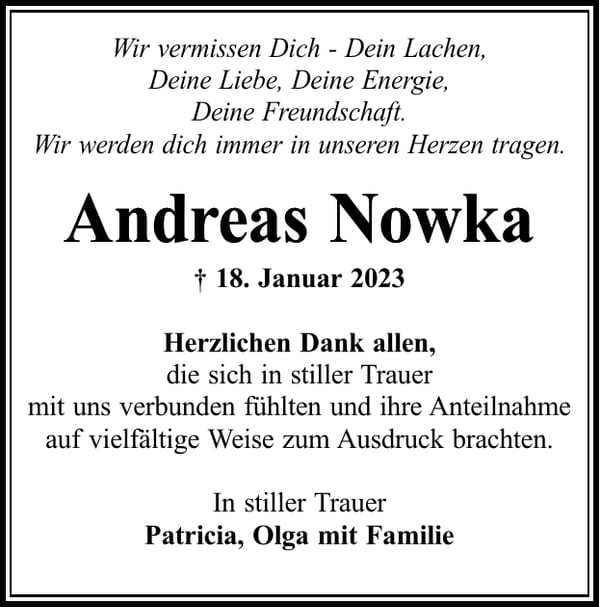 Danksagung Andreas Nowka