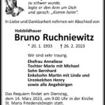 Traueranzeige Bruno Ruchniewitz