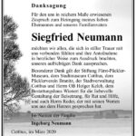 Danksagung Siegfried Neumann
