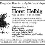 Traueranzeige Horst Helbig