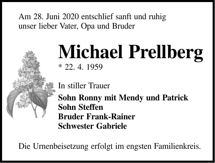 Traueranzeige Michael Prellberg