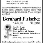 Traueranzeige Bernhard Fleischer