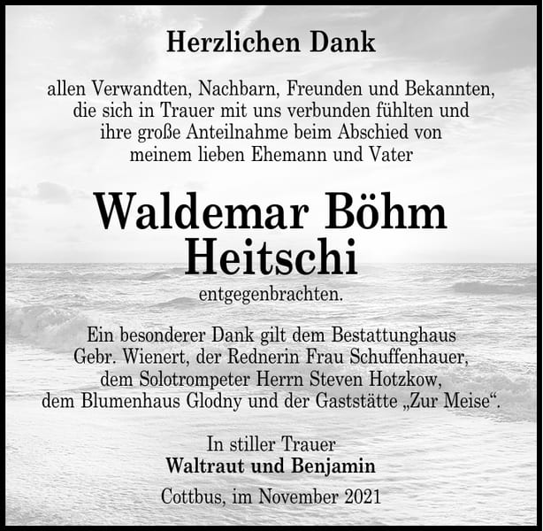 Danksagung Waldemar Böhm