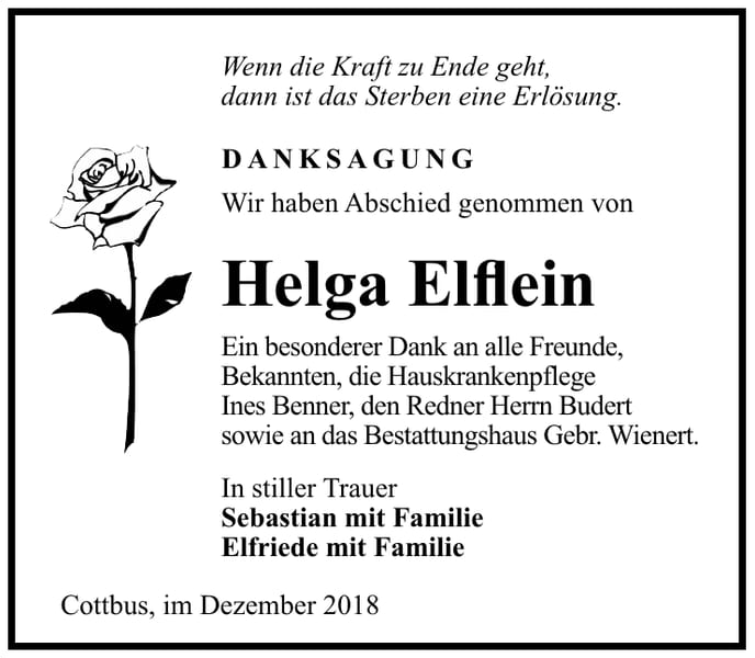Danksagung Helga Elflein