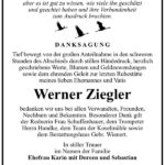 Danksagung Werner Ziegler