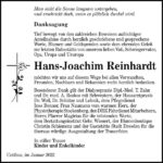 Danksagung Hans-Joachim Reinhardt