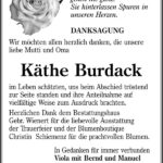 Danksagung Käthe Burdack