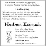 Danksagung Herbert Kossack