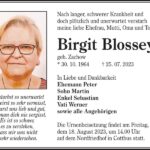Traueranzeige Birgit Blossey, geb. Zachow