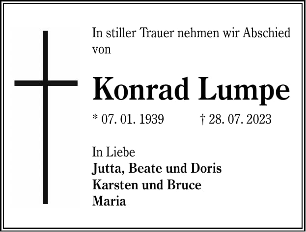 Traueranzeige Konrad Lumpe
