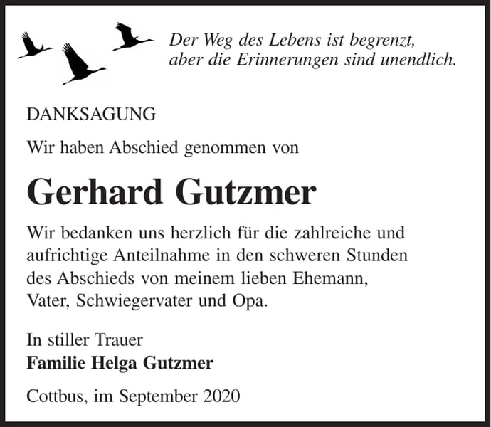 Danksagung Gerhard Gutzmer