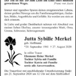 Traueranzeige Jutta Sybille Merkel, geb. Hoffmann