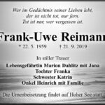 Traueranzeige Frank-Uwe Reimann