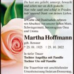 Traueranzeige Martha Hoffmann, geb. Rensner