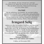Danksagung Irmgard Selig