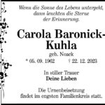 Traueranzeige Carola Baronick-Kuhla, geb. Noack