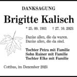 Danksagung Brigitte Kalisch