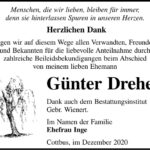 Danksagung Günter Dreher