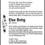 Danksagung Else Bohg, geb. Henoch