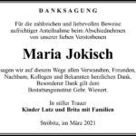 Danksagung Maria Jokisch