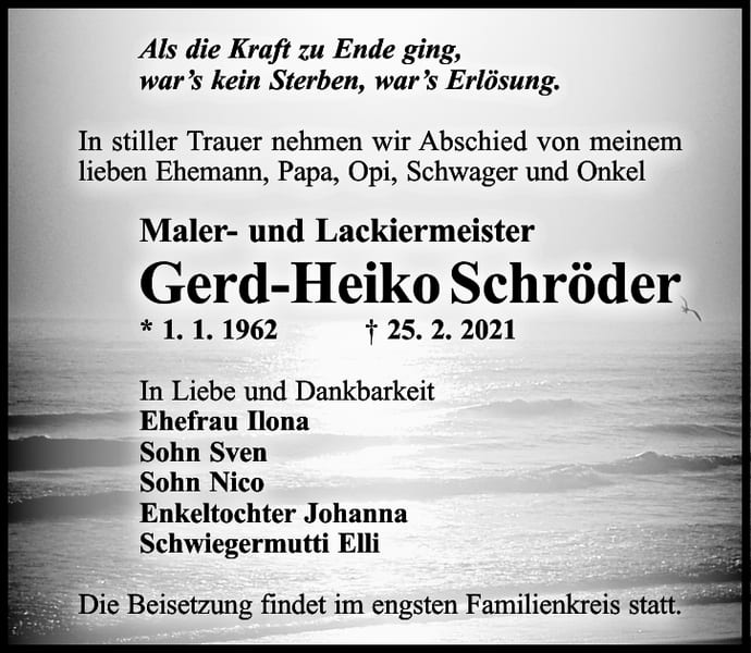 Traueranzeige Gerd-Heiko Schröder