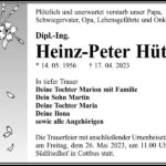 Traueranzeige Heinz-Peter Hüttl