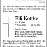 Traueranzeige Elli Kottke, geb. Schubert