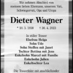 Traueranzeige Dieter Wagner