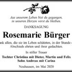 Danksagung Rosemarie Bürger