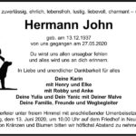 Traueranzeige Hermann John
