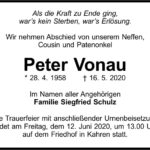 Traueranzeige Peter Vonau