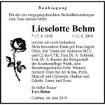 Danksagung Lieselotte Behm