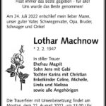 Traueranzeige Lothar Machnow