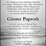 Danksagung Günter Paproth