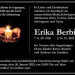 Traueranzeige Erika Berbig
