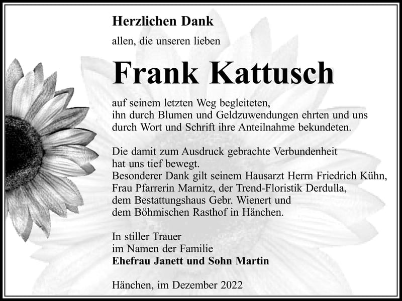 Danksagung Frank Kattusch
