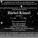 Traueranzeige Bärbel Künzel, geb. Hintze