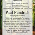Danksagung Paul Pundrich