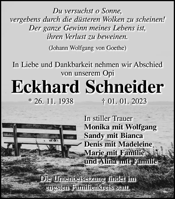 Traueranzeige Eckhard Schneider