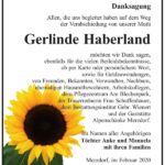 Danksagung Gerlinde Haberland